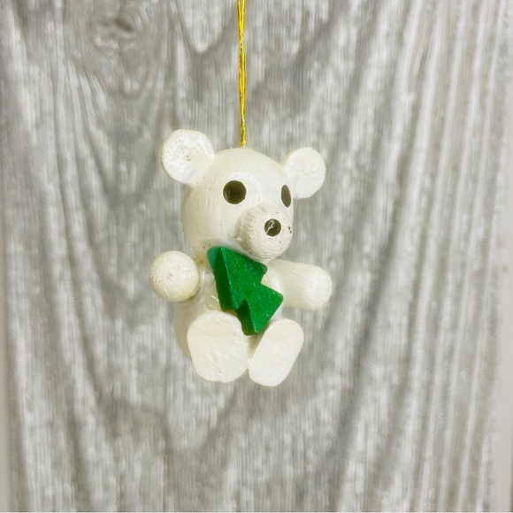 Vintage lot of 5 wooden Christmas ornaments clown bear Santa nativity birds - Picture 9 of 9